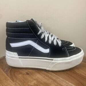 Vans UA Sk8 Hi Tapered Platform Womens Black White Gum Size 9 High Top Shoes